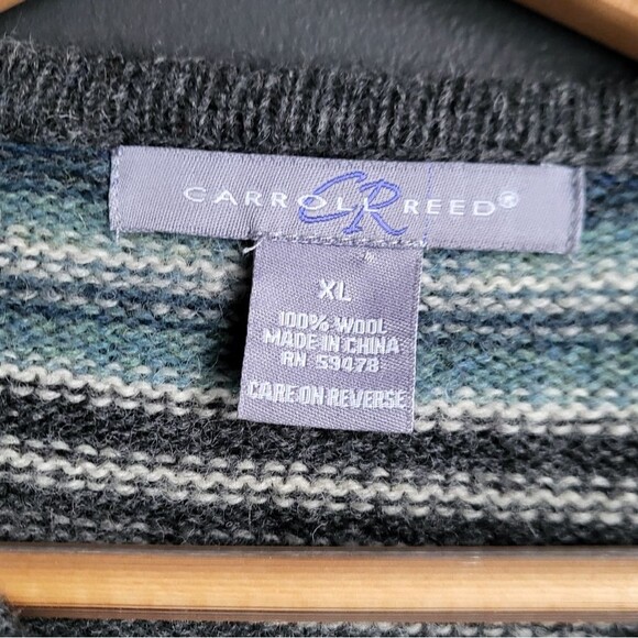 Vintage Carroll Reed Striped Blue Gray Wool Button Down Sweater Cardigan NWOT - Picture 10 of 15